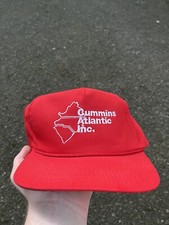 Vintage CUMMINS Hat Baseball Cap Adjustable Red White Diesel USA Made