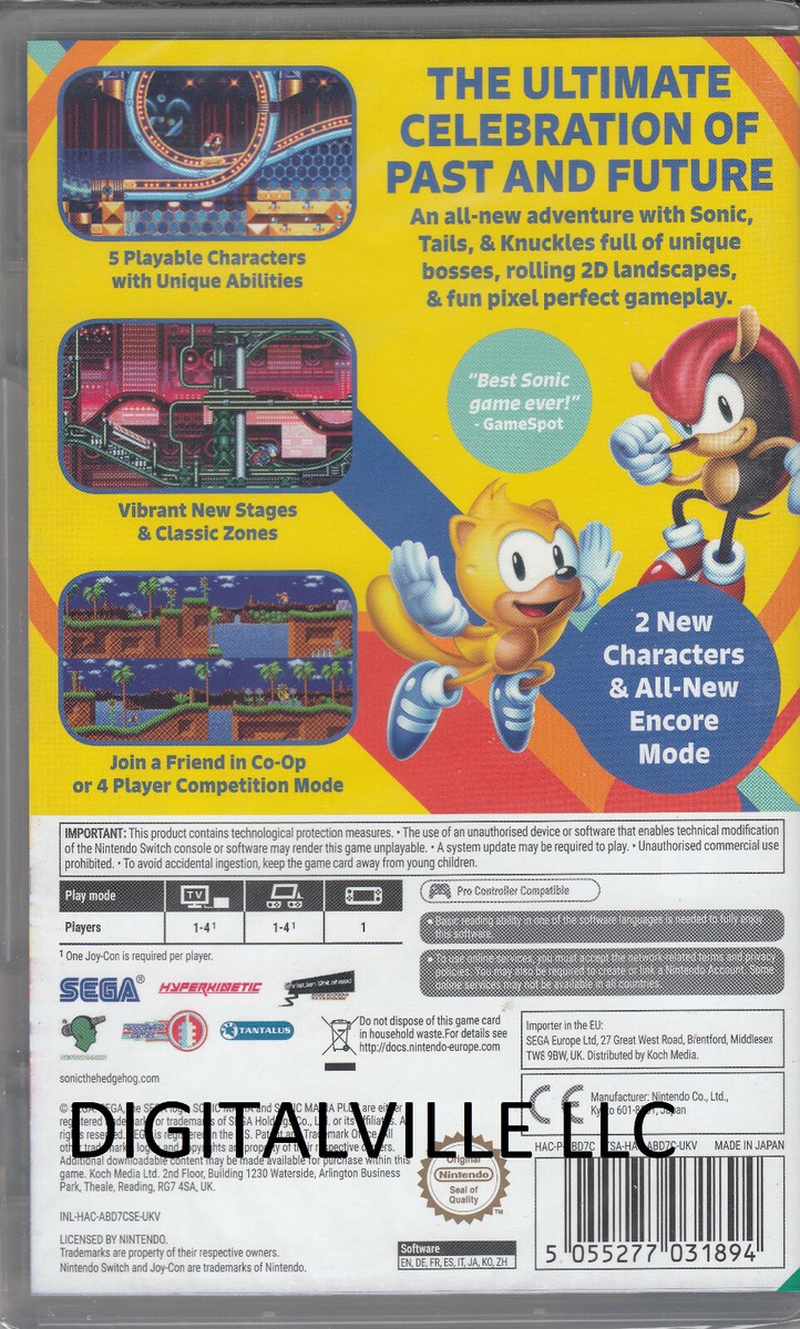 Sonic Mania Plus Nintendo Switch Brand New Factory Sealed No