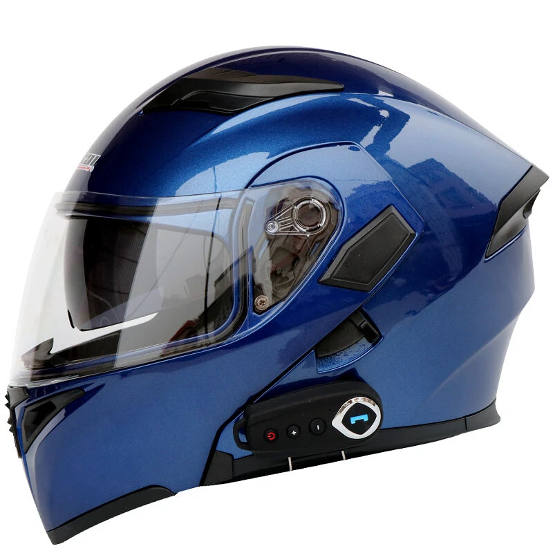 Motorcycle Helmets Flip Up Built-in Bluetooth Double Lens Capacete Motor  Helmets