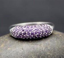 PAVE of GENUINE AMETHYST set in .925 STERLING SILVER RING FAST FREE SHIPPING