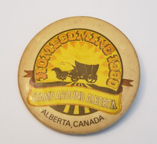 Alberta Canada Homecoming 1980 Stamp Around Alberta Pinback Button