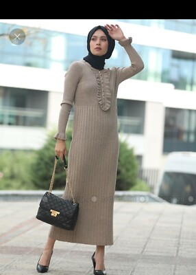 knit dress hijab Autumn Winter Knit Maxi Dress for Muslim Women - Premium Modest Wear
