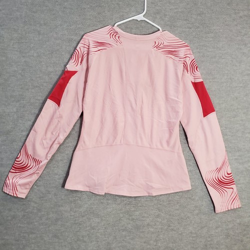 Nike Fit Dry Girls Activewear Top Large Pink Running Swirl Logo Long Sleeve READ - Picture 6 of 10