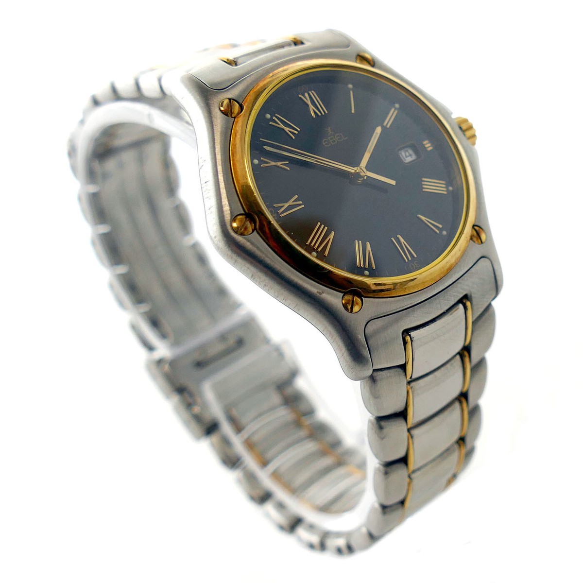 EBEL 1911 187902 QUARTZ BLACK DIAL 2-TONE 18K GOLD +