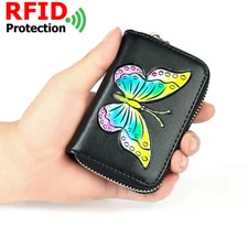 RFID Blocking Women Organizer Wallet Leather Clutch ID Card Holder Mini Purse US