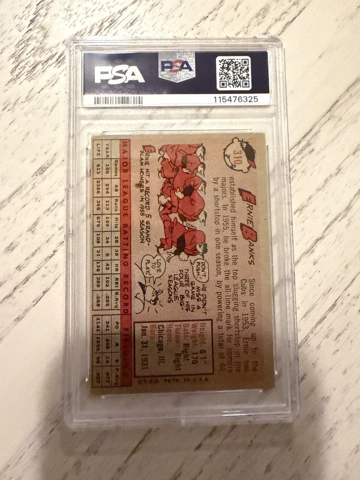 Ernie Banks 1958 Topps # 310 PSA 2 bueno Foto 2 de 2