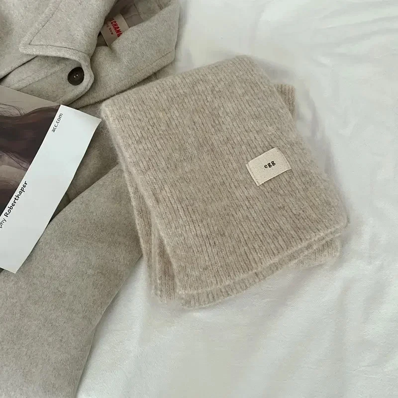 Bufanda de invierno mohair para mujer bufandas de cachemir de lujo gruesas envolturas suaves de pashmina Foto 3 de 4