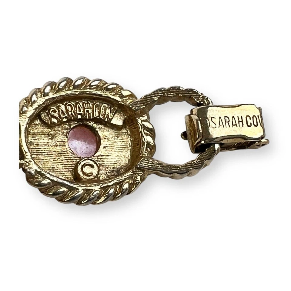 Браслет Sarah Coventry пастельные отражения розовые синие кабошонные звенья золотистый цвет - Изображение 4 из 4