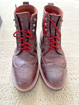 Allen Edmonds Long Branch Boots Mens 9 EEE Brown Leather Wingtip Brogue