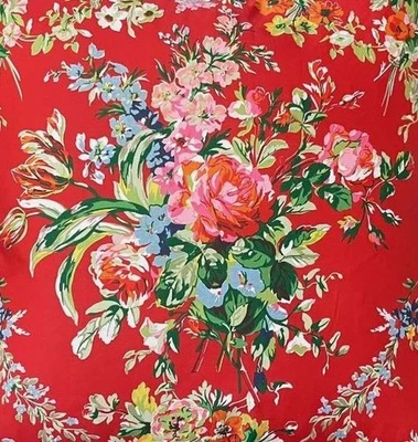 NEW Ralph Lauren BELLE HARBOR RED 100% Cotton Designer Fabric Remnants Pieces