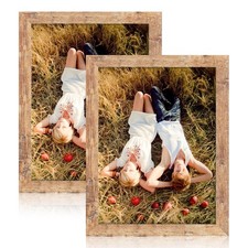 iRahmen 8.5x11 Picture Frame Set of 2, Rustic Brown Wood Certificate Display
