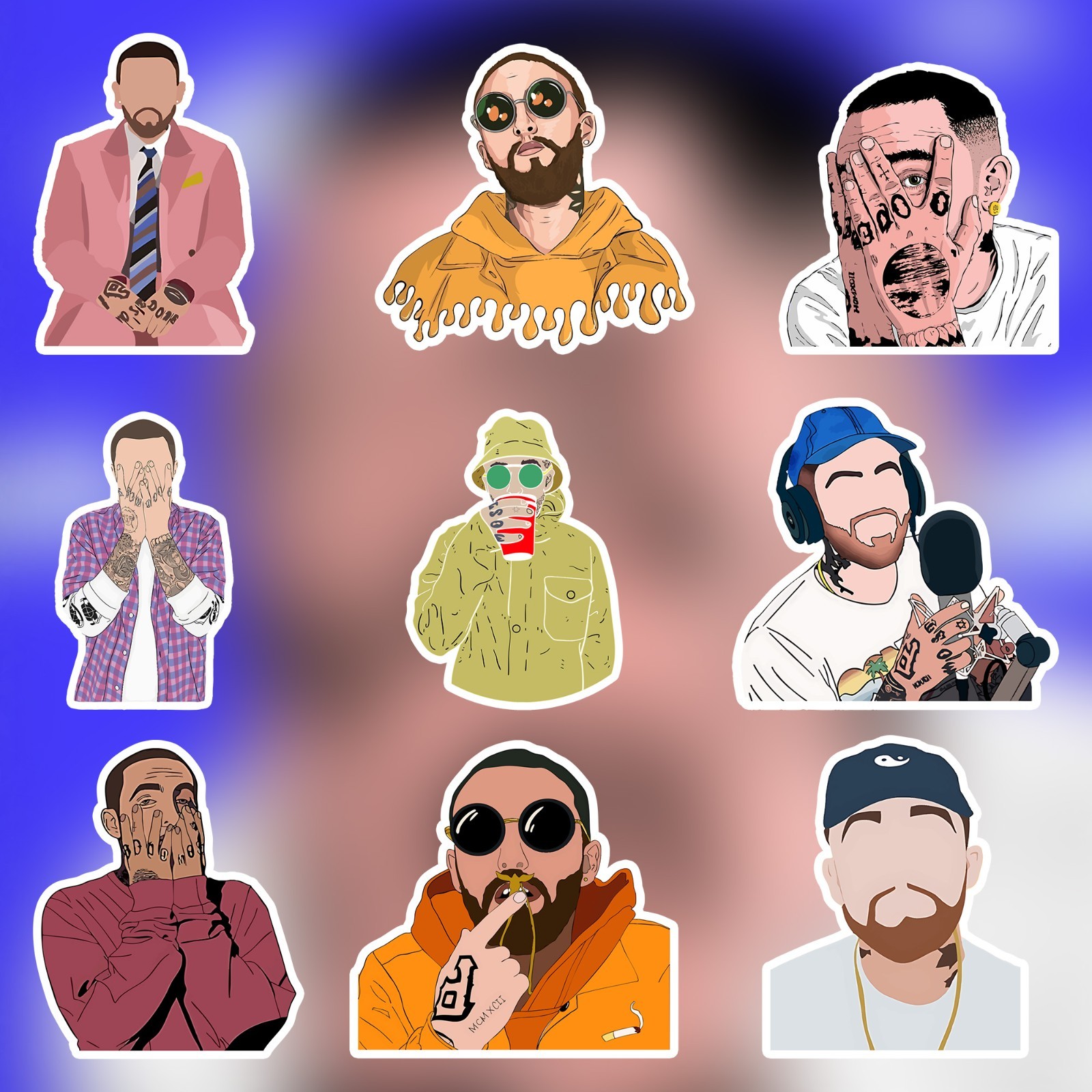Mac Miller Stickers-Waterproof Die-Cut Vinyl Stickers-9 PCS Stickers