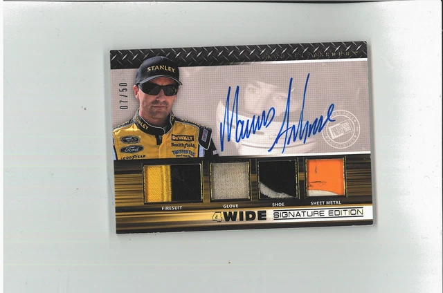 Marcos Ambrose Auto VIER BREITER Presseausweis Autogramm mit 4 RENNEN GEBRAUCHTE RELIKTE NASCAR