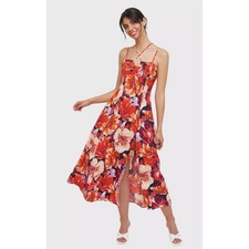 Lulus Boldest Blooms Floral Print Fit & Flare Maxi Dress Sz L Vacay Party Grad