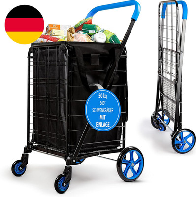 Serenelife Einkaufstrolley Klappbar & Treppensteiger, Einkaufswagen- Aus Metall,
