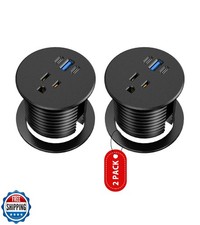 2 Pack Desk Grommet Power Outlet, 2.5 inch Desktop Recessed Outle