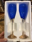 Blue Glass And Silver Matching Champagne Glasses  — photo 2