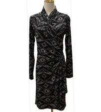 Karen Kane NWT Faux Wrapped Ruched Long Sleeves High Neck Dress M