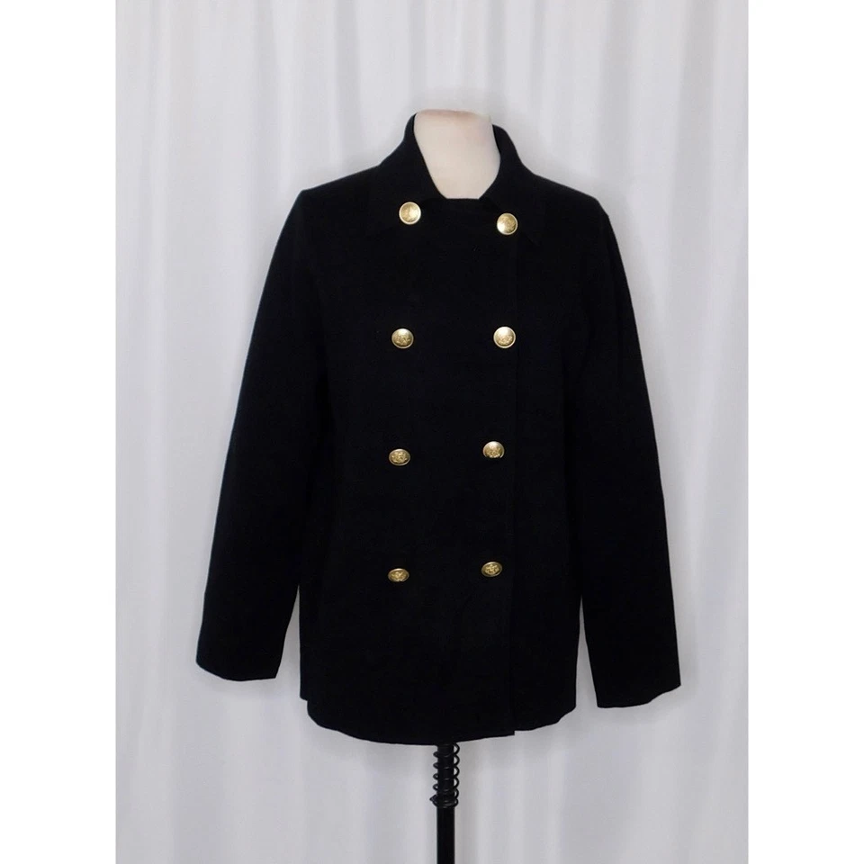 NWT! J. CREW Warwick Sweater Blazer Black Crested Buttons Double Breasted Medium - Image 2 of 4