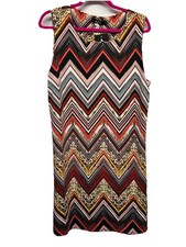 ABC Women's Sleeveless Zigzag Mini Dress, Colorful Geometric Pattern Sz. 2X NWT