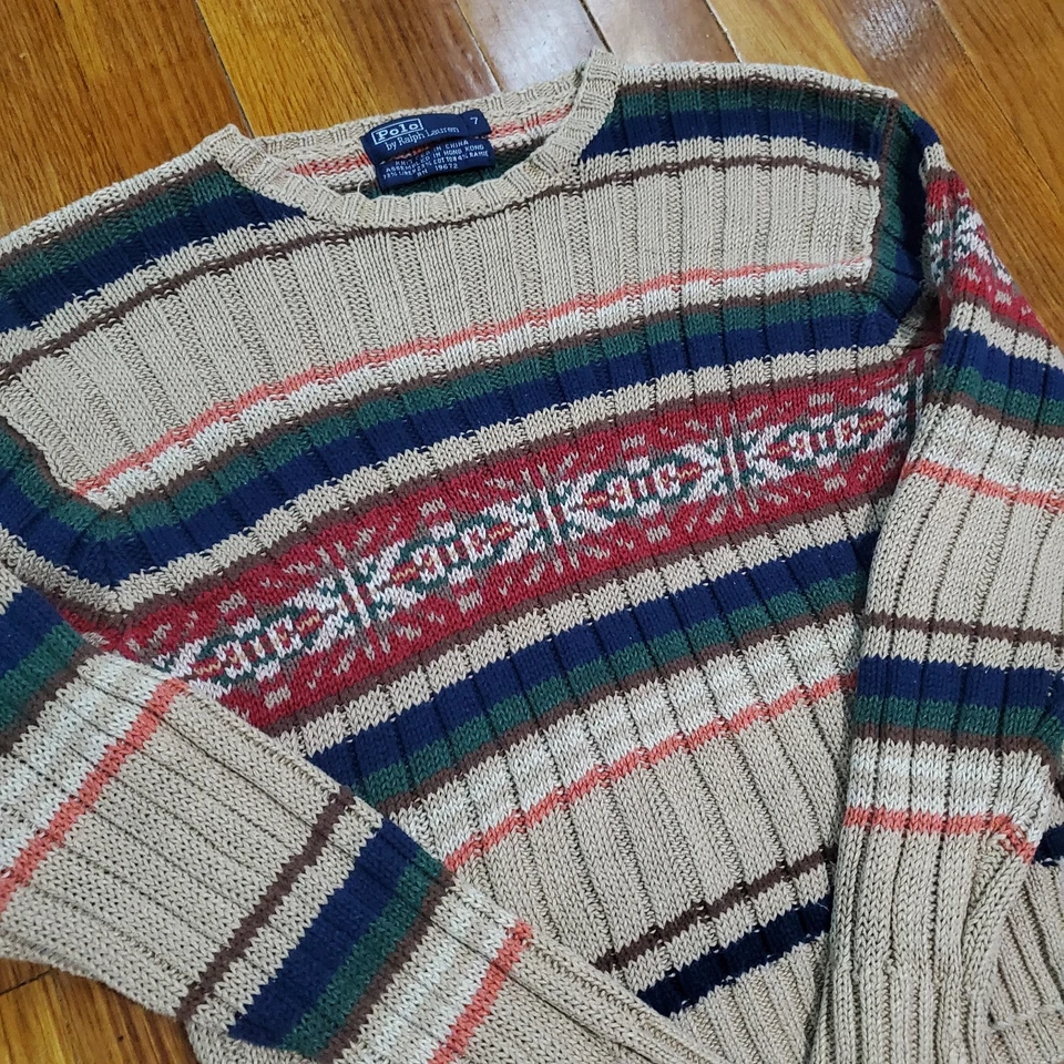 Suéter Tejido Polo Ralph Lauren De Colección Juvenil Talla 7 Mezcla de Lino Fair Isle Hong Kong Foto 4 de 4