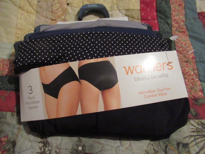 3- Black Dot Top/Black/Gray Warner's 5733 Microfiber Hipster Panties *NEW* 10 3X