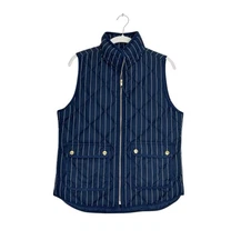 J.Crew Women's Excursion Pinstripe Down-Filled Quilted Vest in Navy - Sz S