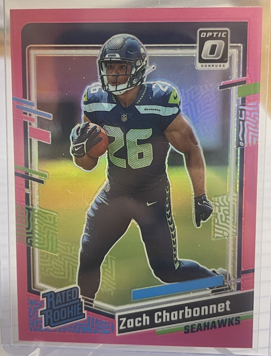 2023 Panini Donruss Optic Zach Charbonnet Rated Rookie Pink Seattle Seahawks 294