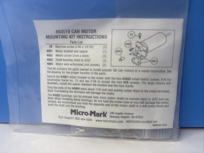Micro-Mark 83519 Can Motor Mounting Kit Modeling Kit Building NEW