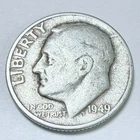 1949 D Roosevelt Dime 90% Silver Circulated Coin Free Shipping #8776