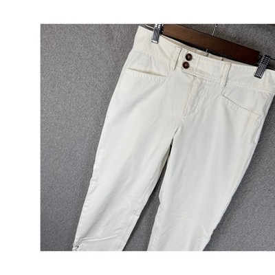 Bogner Designer White Lace Up Ankle Crop Pants Womens Size US 4 Stylish Preppy