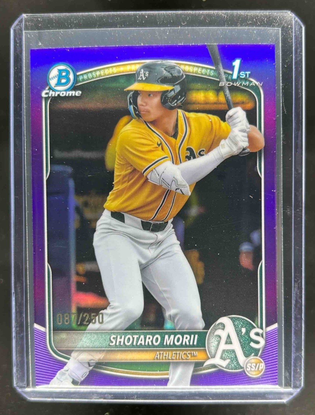 2025 Bowman Chrome Shotaro Morii Purple Refractor 1st Prospect #87/250 Athletics