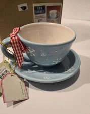 Our America Candle Topper  Stay on Top Snowflake Tea Cup 33624 Vintage