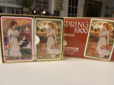Piatnik Austrian Double Deck Bridge Playing Cards Art Spring 1900 Women Unused