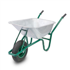 85L LITRE HEAVY DUTY WHEELBARROW GALVANISED METAL BUILDER GARDEN PNEUMATIC 160KG