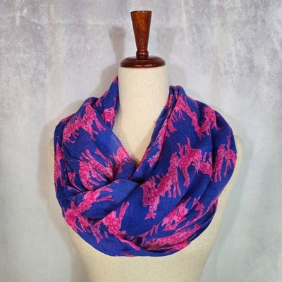 Lilly Pulitzer Resort ''Riley'' Infinity Loop Scarf Iris Blue & Pink Giraffes