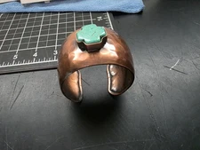 Turquoise + Stiff Hammered Copper Bracelet 
