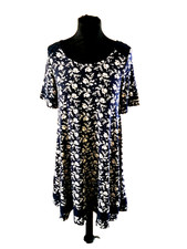 Size8 dress Monsoon Short sleeve stretch jersey material navy blue+pink floral