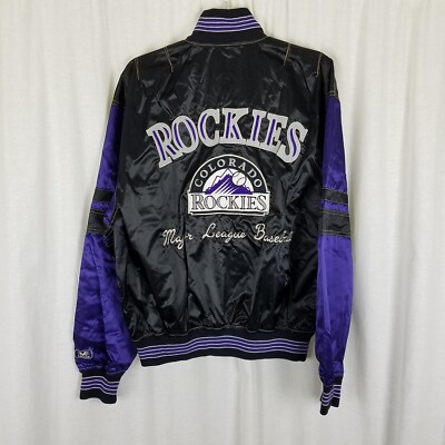 Vintage Colorado Rockies Nylon Mirage Baseball Varsity Snap Jacket 