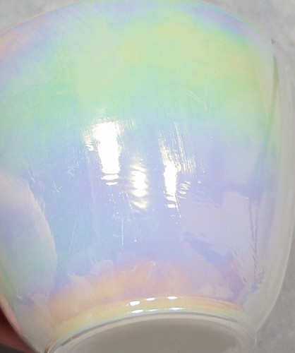 Jarra crema de vidrio pequeña vintage federal iridiscente Moonglow - Imagen 10 de 16