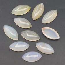 50pcs Natural White Agate Stone Horse Eye CAB CABOCHON 10x20mm Jewelry No Holes