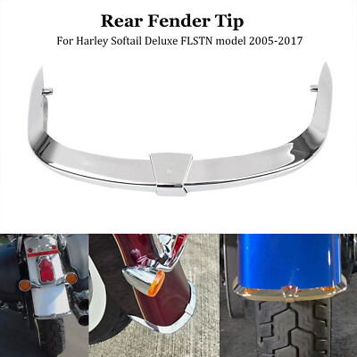 Chrome Rear Fender Tip Trim Trailing Edge Accent For Harley Softail Deluxe FLSTN