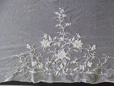 Antique Embroidered Needlework White Flower Lace 37"x168" Bride' Train, 2 Shawls