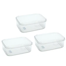 3 pc, Lustroware Airtight Meal Prep Food Storage Container Clear Bento Lunch Box
