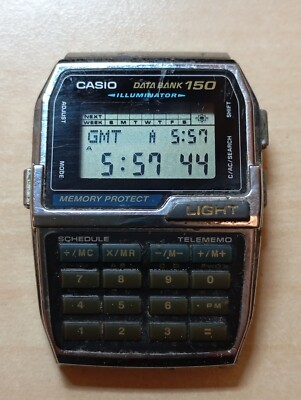 rare vintage casio DBC-150 Data Bank Calculator Watch HTF Dbc150  illuminator