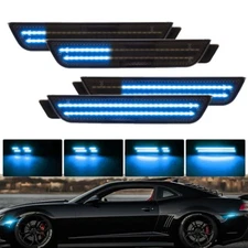 4PCS Smoked Front Rear LED Bumper Side Marker lights For Chevy Camaro 2010-2015