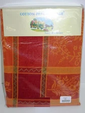 Cotton Park Cottage Tablecloth ~ Acorn Blossoms ZigZag ~ 60" x 84" Oval **NEW**