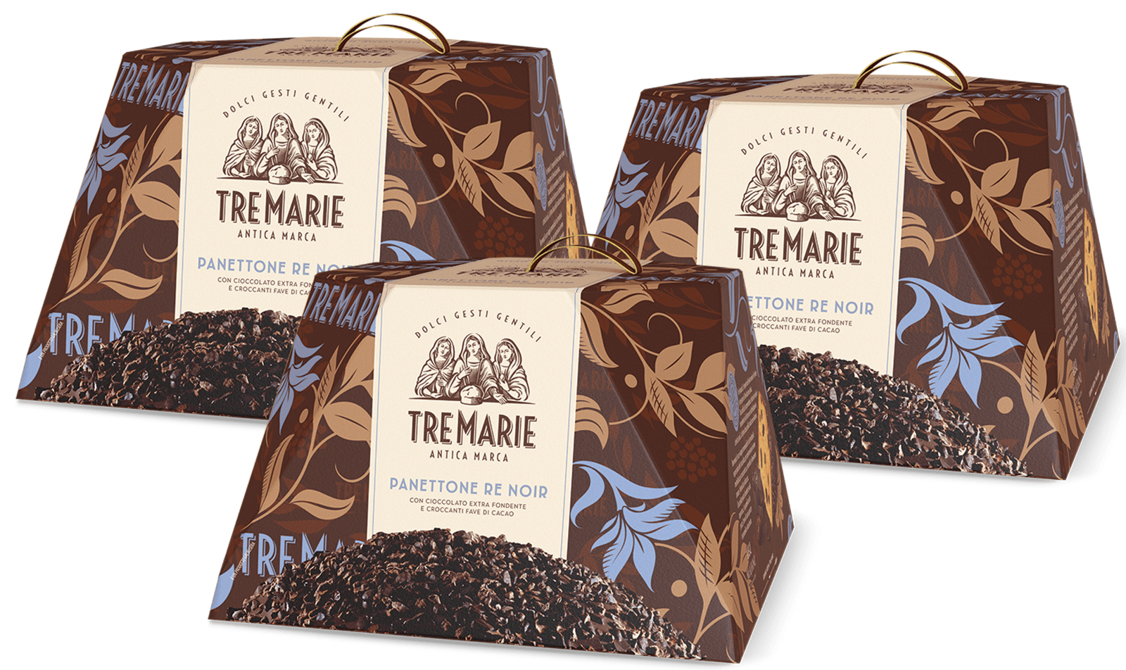 3X Tre Marie Re Noir Panettone con Cioccolato Extra Fondente Fave di Cacao 900g