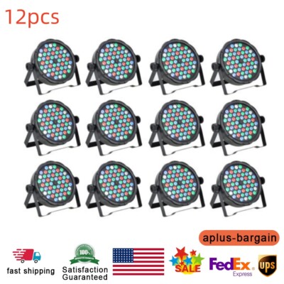 12pcs RGBW LED Lights 162W PAR 64 DMX DJ Party Show Strobe Stage Lighting 54*3W