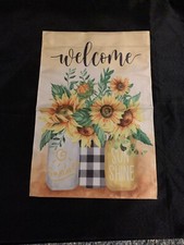 GARDEN FLAG-Welcome Garden Flag, 12x18 Inch, Double-Sided, Sunflowers Design